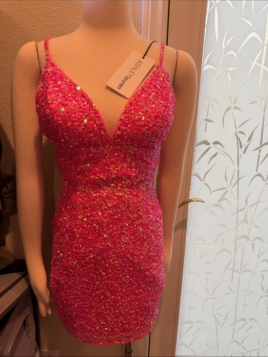 Ashley Lauren Dresses & Skirts - Ashley Lauren Hot Pink Sequin V-Neck Mini Dress